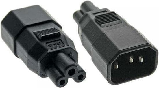 EFB-Elektronik GmbH Verkkosovitin IEC C14–IEC C5, IEC-liitin - Mickey Mouse/Cloverleaf, verkkosovitin 250 V/10 A max.<br />Materiaali PVC, musta<br />