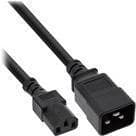 INLINE - Strømledning - IEC 60320 C20 til IEC 60320 C13 - 10 A - 50 cm - Sort