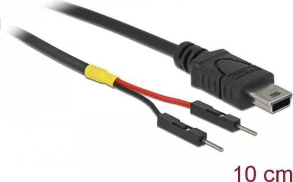 Delock USB-virtajohto Mini-B 2 x napapistokkeeseen, yksiteho 10 cm (85412)