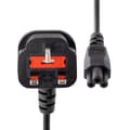Pikkukuva 2 / 4: StarTech.com kannettavan tietokoneen virtajohdon 3 paikka Iso-Britannialle - BS-1363 - C5 Clover Leaf - Virtajohto (250 VAC) - BS 1363 (M) - IEC 320 E