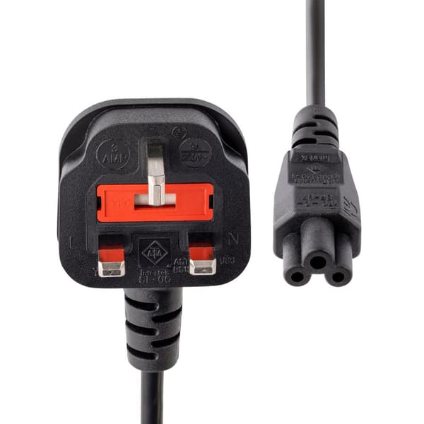 StarTech.com kannettavan tietokoneen virtajohdon 3 paikka Iso-Britannialle - BS-1363 - C5 Clover Leaf - Virtajohto (250 VAC) - BS 1363 (M) - IEC 320 E