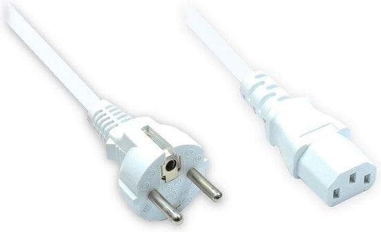 Strømkabel Schuko-stik lige til IEC-stikkontakt, type F til C13, hvid, 1,5 m, Good Connections® (1501-015W)