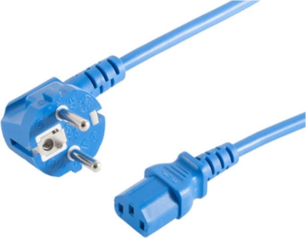 Umærkede kolde enheder netledning vinklet beskyttende kontaktstik - IEC320-C13 fatning blå - længde: 1,80m (09-05181)