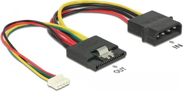 DeLOCK - strømforsyning - intern strømforsyning, 4-benet til 4-benet mini strømforsyningsstik, SATA strøm - 15 cm