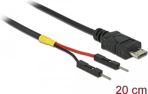 Delock USB-strømkabel Micro-B til 2 x poststik enkelt strøm 20 cm (85407)
