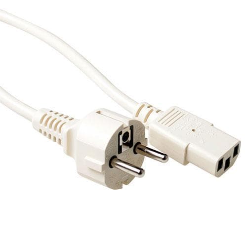 ACT Powercord netstik CEE7/7 han - C13 2,50 m off-white. Længde: 2,5 m Strømkabel schuko r-c13 iv 2,5 m (AK5009)