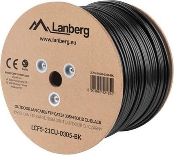 Lanberg LCF5-21CU-0305-BK netværkskabel 305 m Cat5e F/UTP (FTP) Sort