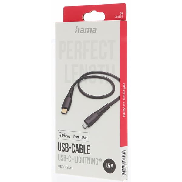 Ladekabel USB-C till Lightning Sort 1,5m