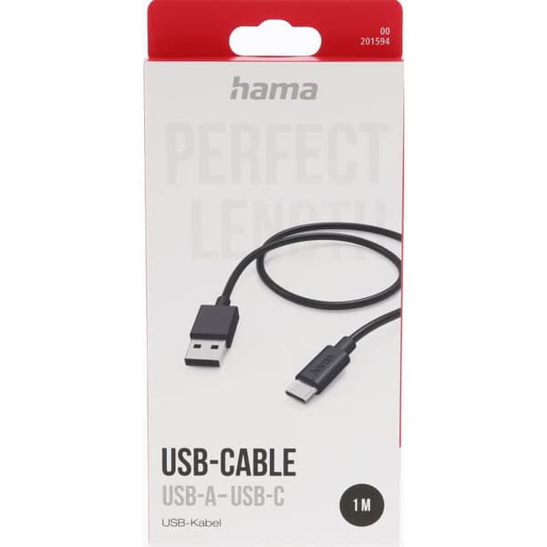 Ladekabel USB-A til USB-C Svart 1,0m