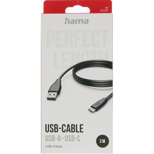 HAMA Ladekabel USB-A til USB-C Svart 3.0m