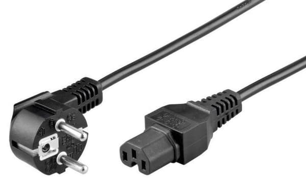 Virtajohdon suojakosketinpistoke tyyppi E+F (CEE 7/7, kulmikas) C15 lämpimään laitepistorasiaan (suora), musta, 1,00 mm², 1 m, Good Connections® (P015