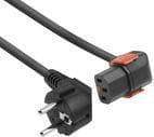 ACT Powercord CEE 7/7 han (vinklet) - C13 IEC Lock (nedadvinklet) sort 2 m, EL453S (AK5256)