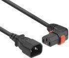 ACT Powercord C14 - C13 IEC-lås (retvinklet) sort 3 m, PC2049 (AK5275)