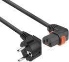 ACT Powercord CEE 7/7 han (vinklet) - C13 IEC Lock (retvinklet) sort 2 m, EL450S (AK5262)