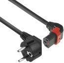 ACT Powercord CEE 7/7 han (vinklet) - C13 IEC Lock (opadvinklet) sort 3 m, EL456S (AK5266)