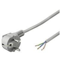Wentronic Goobay beskyttelseskontaktkabel vinklet til montering, 2 m, grå - type F (type F, CEE 7/7) > løse kabelender (50082)