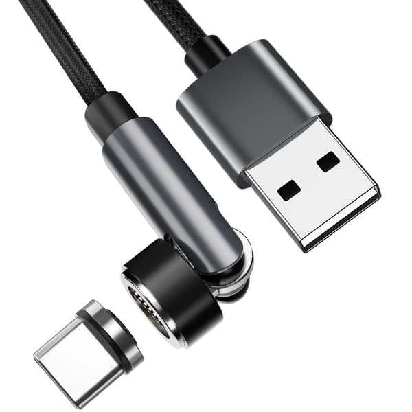 Magnetisk USB-C-laddningskabel 3A Snabbladdning 2 m Svart