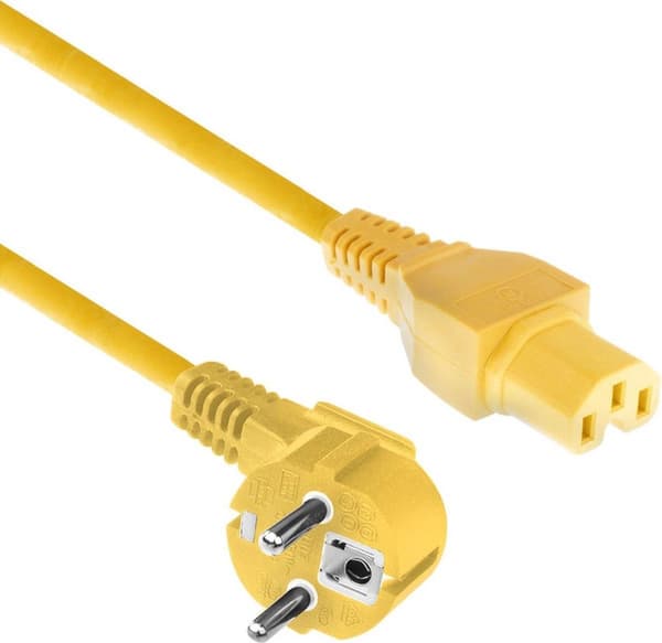 ACT AK5321 Strømkabel Gul 2m C15 kobling CEE7/7 (AK5321)
