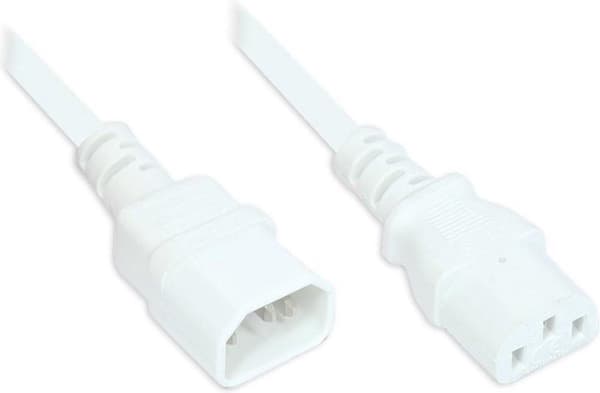 Alcasa 1600-W020 2m C14 kobling C13 kobling hvid strømkabel (1600-W020)