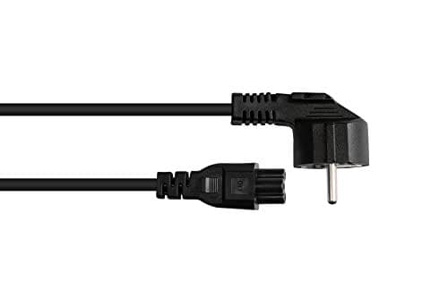 Virtajohdon suojakosketinpistoke tyyppi E+F (CEE 7/7, kulma) - C5 (suora) kannettavalle, musta, 0,75 mm², 5 m, Good Connections® (P0105-S050)