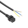 Miniatyrbillede 1 af 3: ACT Powercord C19 IEC-lås - åben ende sort 2 m, PC1174, 5-pak (AK5327)