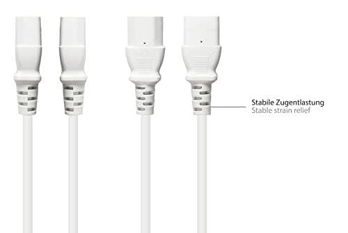 Strømlednings beskyttende kontaktstik type E+F (CEE 7/7, lige) til C13 (lige), hvid, 0,75 mm², 1,5 m, Good Connections® (P0030-W015)