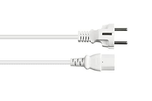 Strømlednings beskyttende kontaktstik type E+F (CEE 7/7, lige) til C13 (lige), hvid, 0,75 mm², 1,5 m, Good Connections® (P0030-W015)