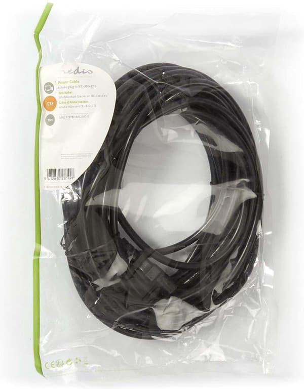 Virtajohto Schuko-pistoke, suora,-IEC-320-C13,10 m, musta [Schuko-pistoke, kulmikas -> C13-pistoke] (CEGP10030BK100)