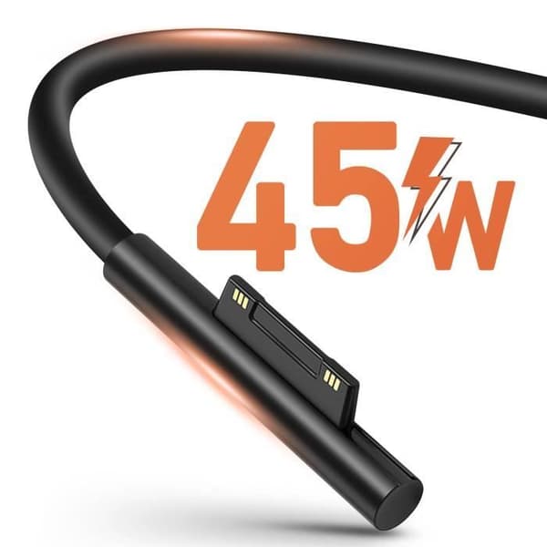 45W USB-C laddningskabel för Surface Pro 7, Pro 6, Pro 5, Pro 4, Pro 3 och Go