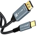 Miniatyrbild 2 av 4: 8K Videokabel USB Typ C till DisplayPort Hane Högupplöst 1,8m LinQ Svart