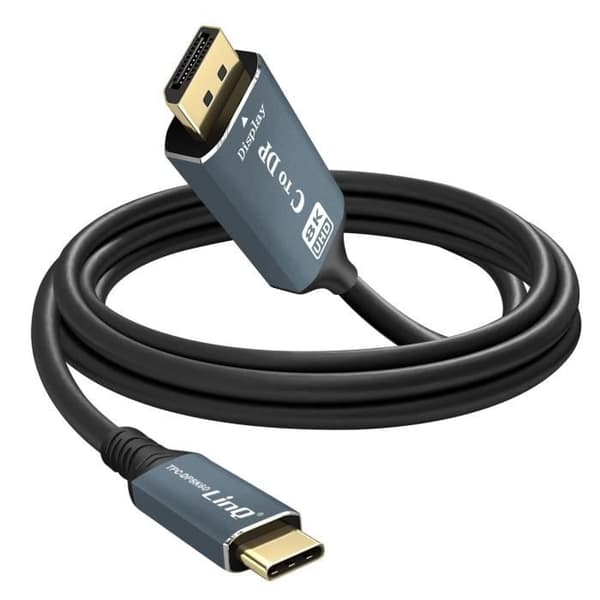 8K Videokabel USB Typ C till DisplayPort Hane Högupplöst 1,8m LinQ Svart