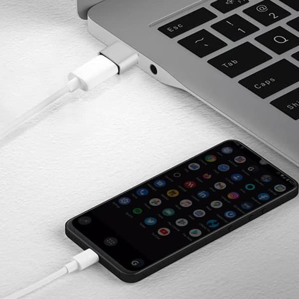 USB till USB-C Adapter Laddning och Data Sync Kompakt Silver