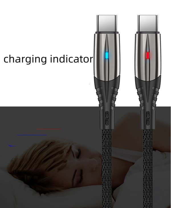 INF 2 Pack Datakaapeli erityisellä valaistuskuviolla Type-C ja USB-pikalataus Musta