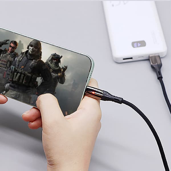 INF 2 Pack Datakaapeli erityisellä valaistuskuviolla Type-C ja USB-pikalataus Musta