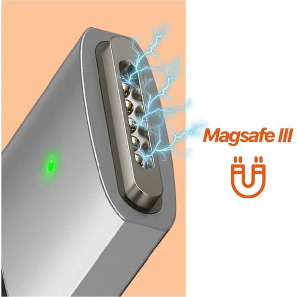 USB C till MagSafe 3-kabel för MacBook Pro och Air Nylon 2m 140W svart och silver