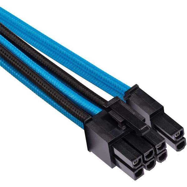 CORSAIR Premium delad PCIe-kabel (2 kontakter), typ 4 (generation 4), BLÅ / SVART (CP-8920256)