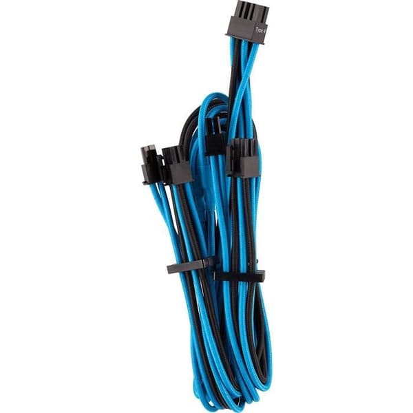 CORSAIR Premium delad PCIe-kabel (2 kontakter), typ 4 (generation 4), BLÅ / SVART (CP-8920256)
