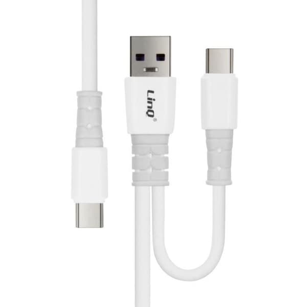 Kabel USB / USB-C till USB-C 60W Laddnings- och synkrolängd 1,2 m LinQ Vit