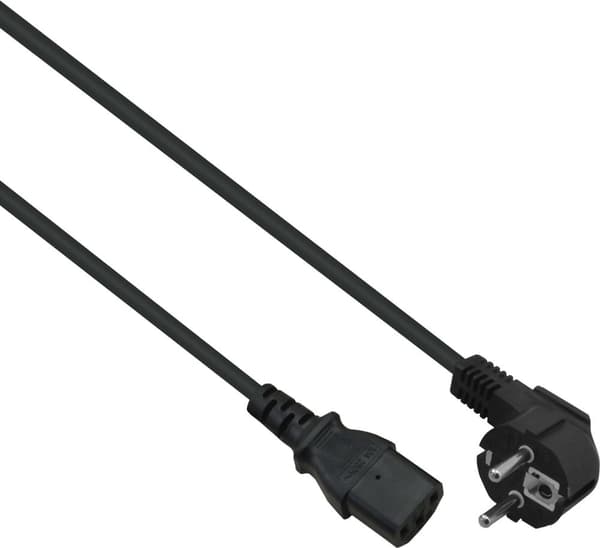 Helos - strømkabel - CEE 7/7 (M) vinklet til IEC 60320 C13 lige - 250 V - 10 A - 5 m - sort