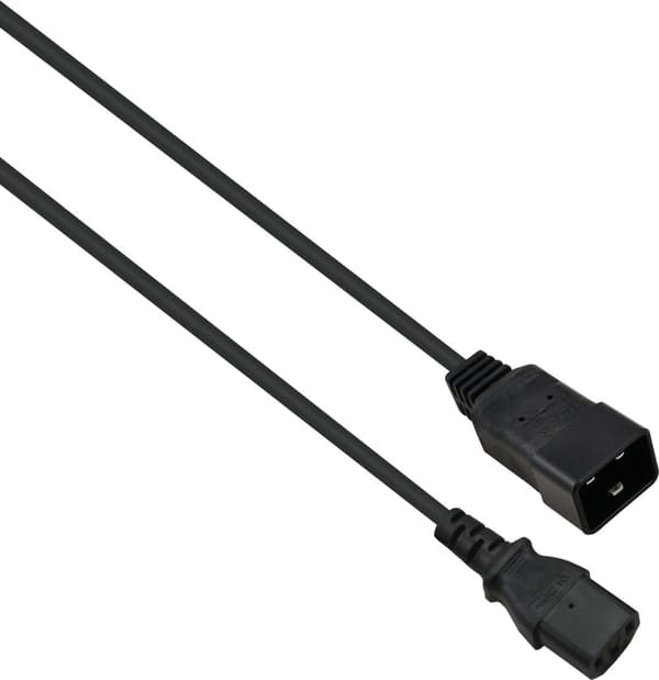 Helos - Strømforsyning forlængerkabel - IEC 60320 C13 til IEC 60320 C20 - 250 V - 10 A - 1 m - Sort