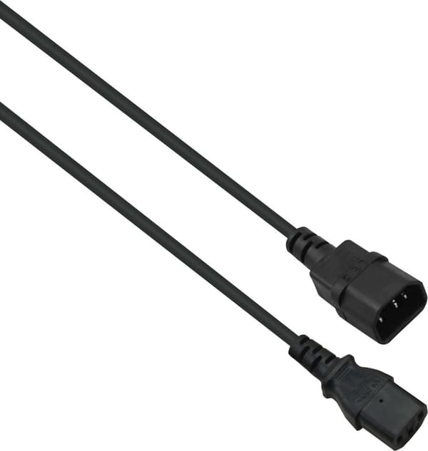 Helos - Forlængerkabel til strømforsyning - IEC 60320 C13 til IEC 60320 C14 - 250 V - 10 A - 1,8 m - Sort