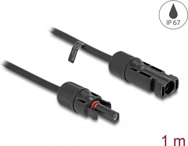 Delock - Solcellekabel - DL4 (M) til DL4 (W) - 1500 V - 1 m - snaplås - sort (88209)