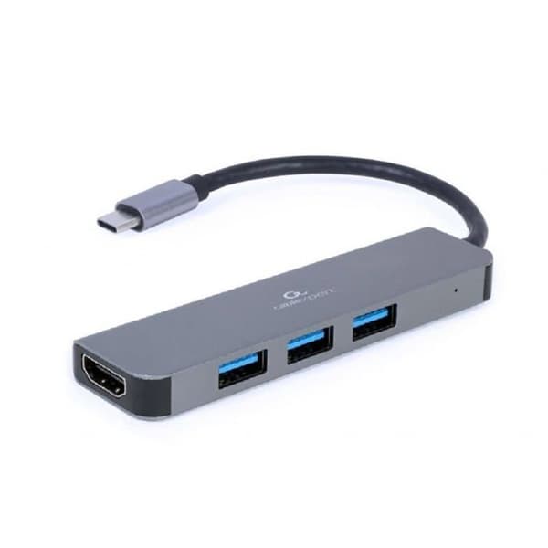 Hub USB-C HDMI - Gembird - 8716309121446 - 3 portar USB 3.2 - HDMI 4K - Hållbart metall
