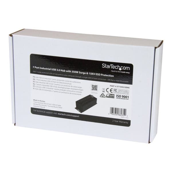 USB 3.0-hubb - STARTECH - ST7300USBME - 7 portar - ESD-skydd - DIN-skena montering