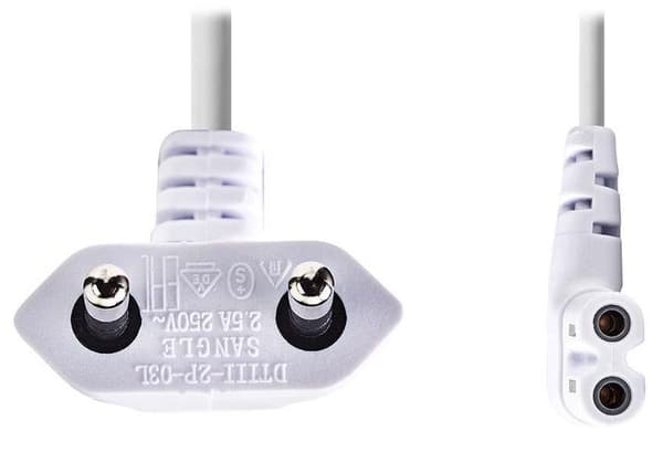 NEDIS napájecí kabel pro adaptéry/ Euro zástrčka - konektor IEC-320-C7/ úhlový-úhlový/ dvoulinka/ bílý/ bulk/ 3m
