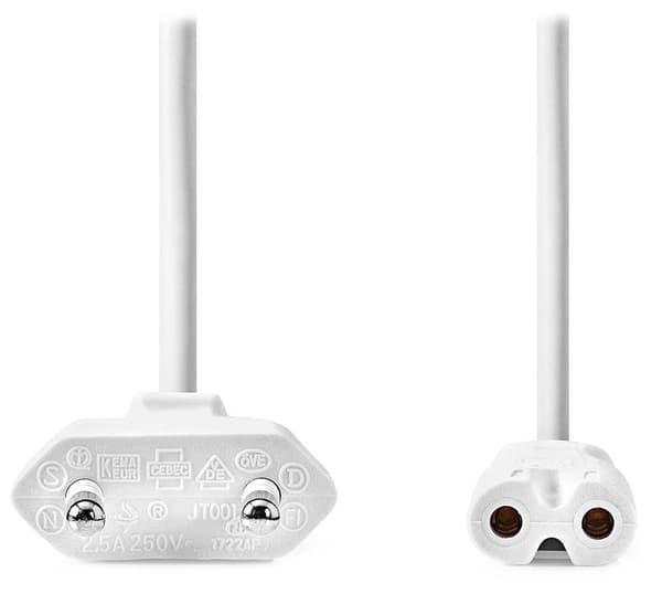 NEDIS napájecí kabel pro adaptéry/ Euro zástrčka - konektor IEC-320-C7/ přímý-přímý/ dvoulinka/ bílý/ bulk/ 5m