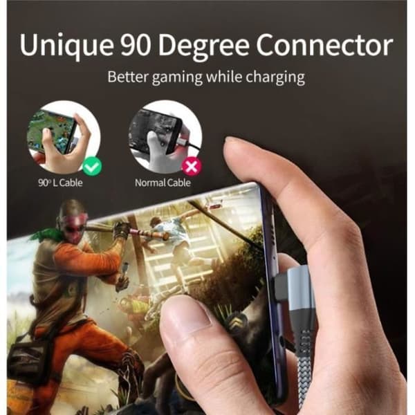 Ototon® 2M USB C till USB C-kabel 90 grader vinklad PD Snabbladdning 60W Typ C-kabel Nylonflätad för MacBook Samsung Huawei - 2M