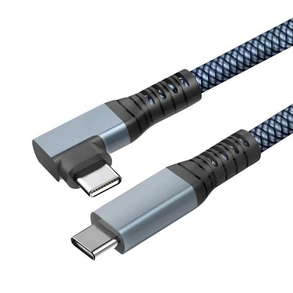 3 i 1 USB-C-kabel 100W Laddning 4K-upplösning 20Gbps Överföringsvinklad 1m Grå