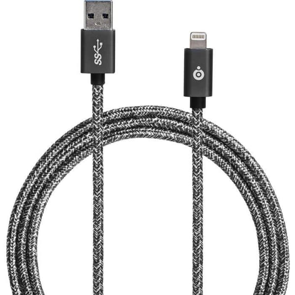 Vävd USB/Lightning-kontaktkabel 2 m - BIGBEN CONNECTED - Kabel - Svart - 2 m - USB - Lightning