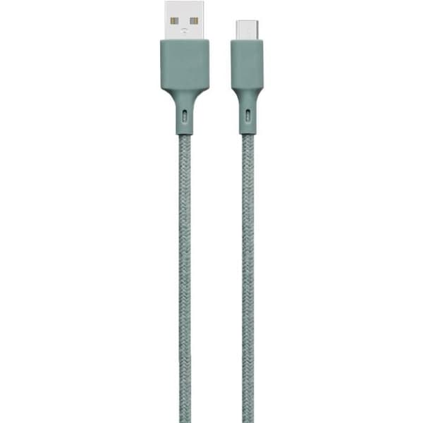 Återvinningsbar bomullskabel USB A/micro USB 2 m 2.1A Night Green Just Green